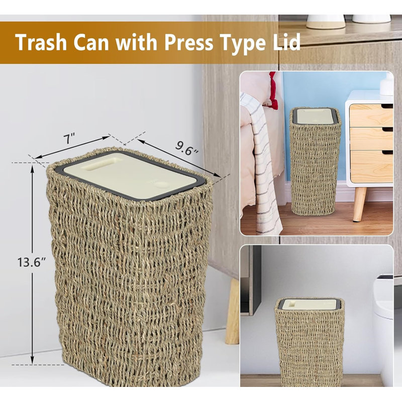 Poubelle de rangement pour cuisine et salle de bain Novobey Boho Rattan
