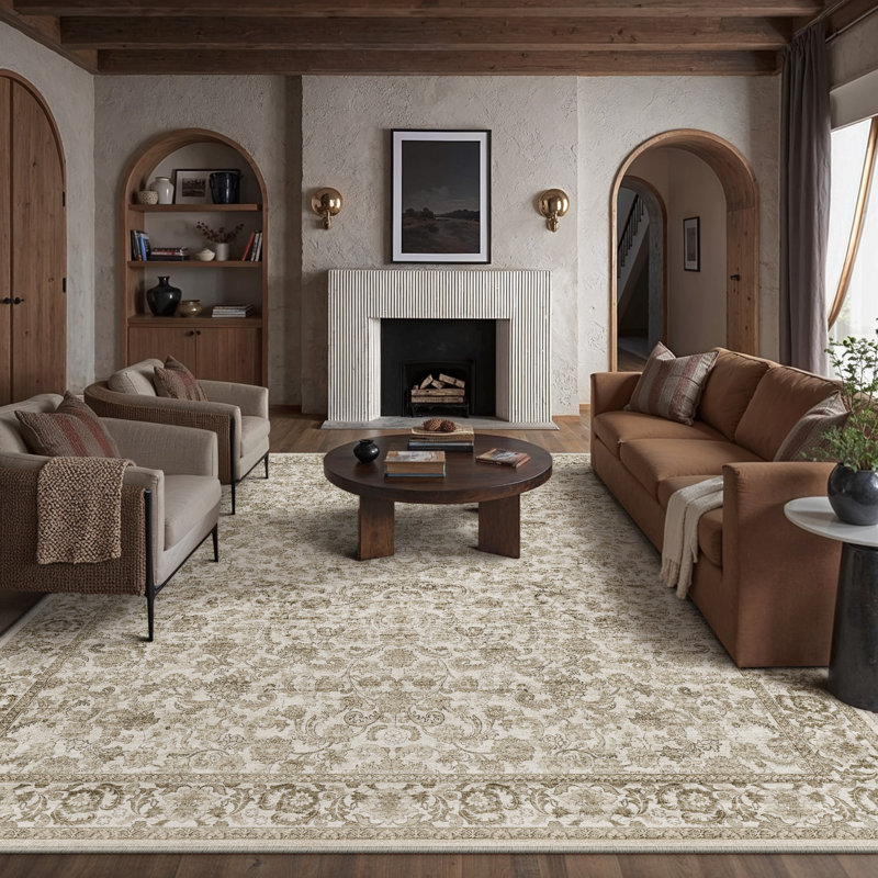 Tapis floral rétro Eclora, Rectangle 5 pi x 7 pi 6 po