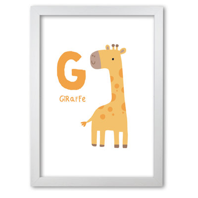 Alphabet Animals, G Is for Giraffe 1 Piece Single Picture Frame Wall Art
