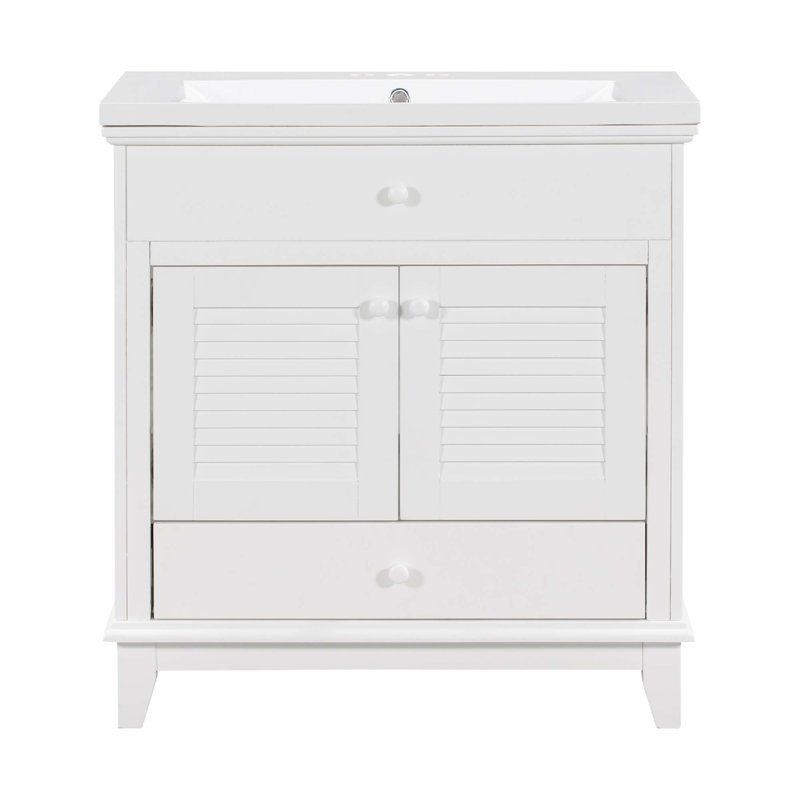 Meuble-lavabo 30 po avec lavabo, armoire de salle de bain avec deux portes et un tiroir