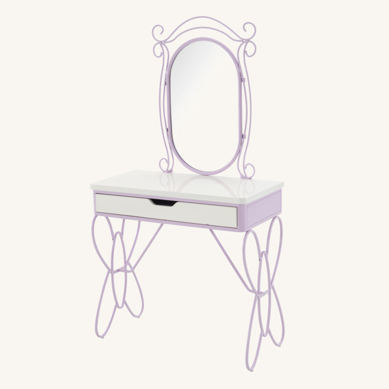 Coiffeuse avec miroir et tabouret rembourré Clouet Butterfly
