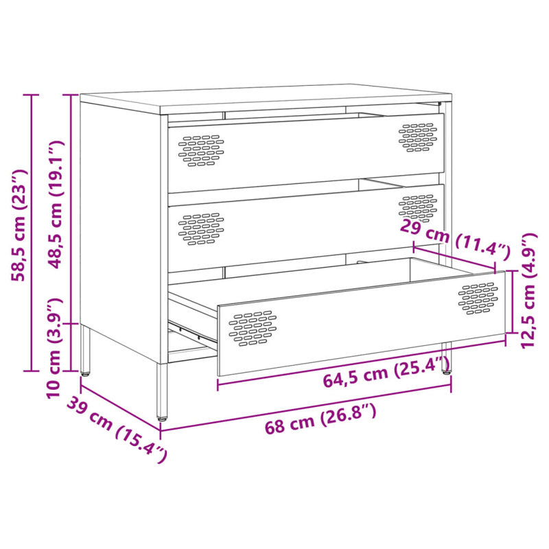 Seidy Steel 68cm W Chest of Drawers, Anthracite