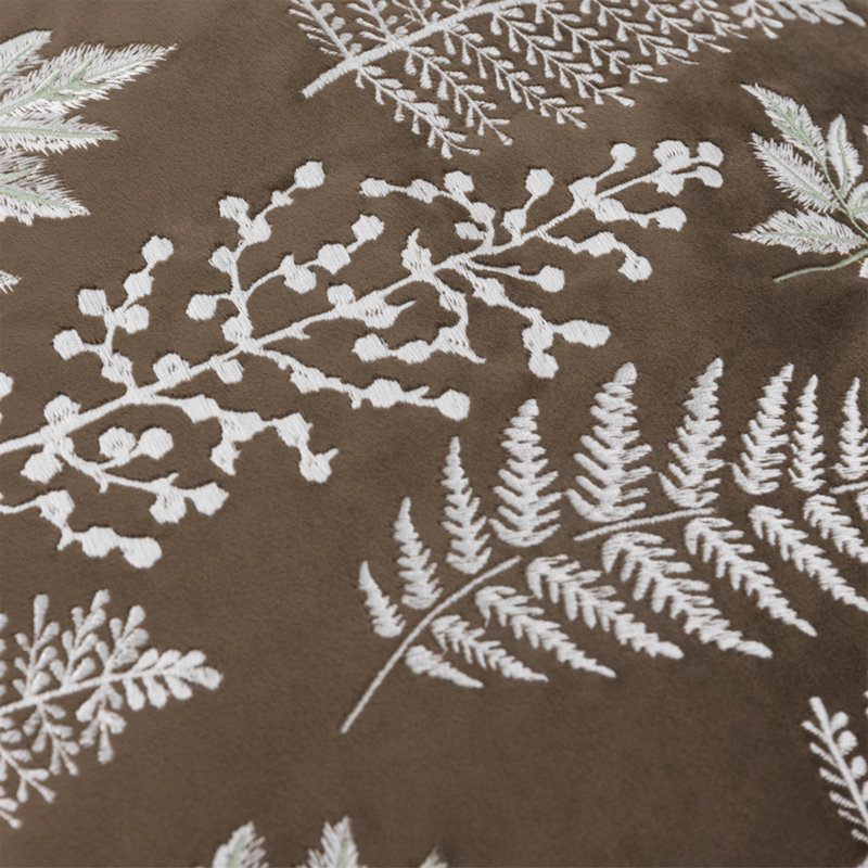 Embroidered Velvet Pillow Cover, Brown