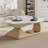 Albanese 47.2" Modern White Oval Coffee Table, Living Room Table Center Table with Faux Marble Top-713877755