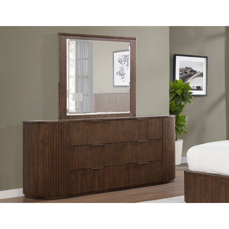 Ensemble de commode et miroir en bois massif Queensbury, Brun