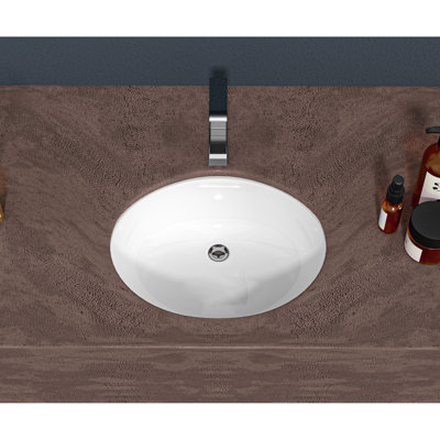16,5 po X 13,4 po, céramique, blanc, ovale, sous le comptoir, lavabo de salle de bain, lisse, facile à entretenir, salle de bain commerciale résistante aux acides, surface polie, restaurant