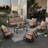 Patio Metal Swivel Conversation Seating Group With Cushions For 7 Person