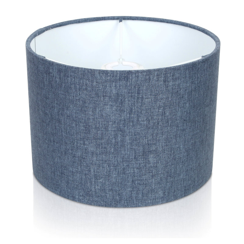 25cm H Linen Drum Pendant Shade ( Screw On ), Dark Denim