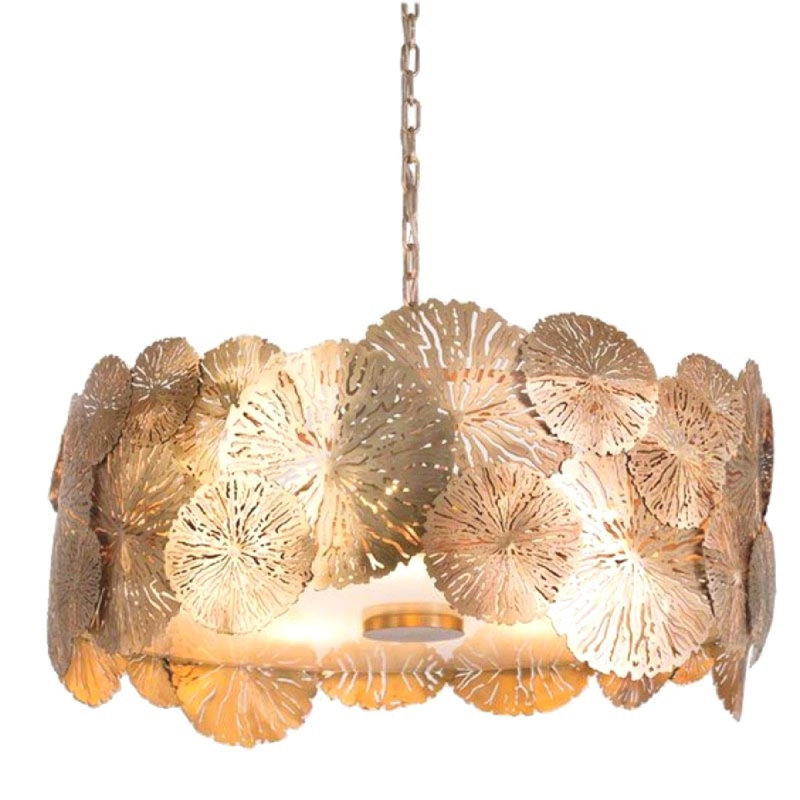 Lustre suspendu en laiton à 8 lumières à intensité variable, Cuivre antique, Fumée, 30" Dia. x 16" Height