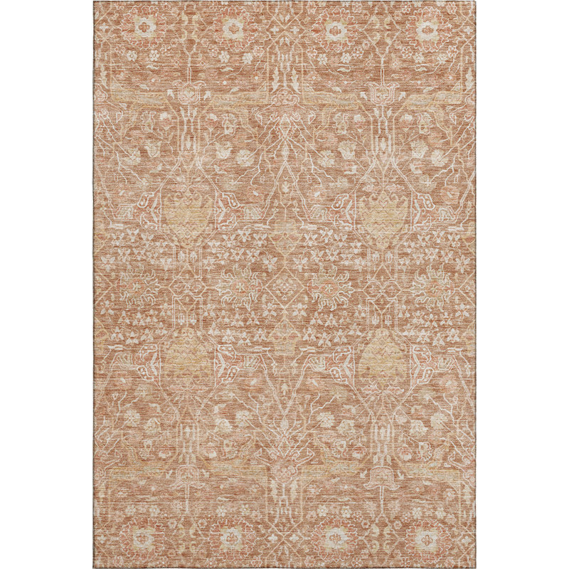 Premium Machine Washable Ducote AMF1133 Global Rug, Rectangle 10' x 14'