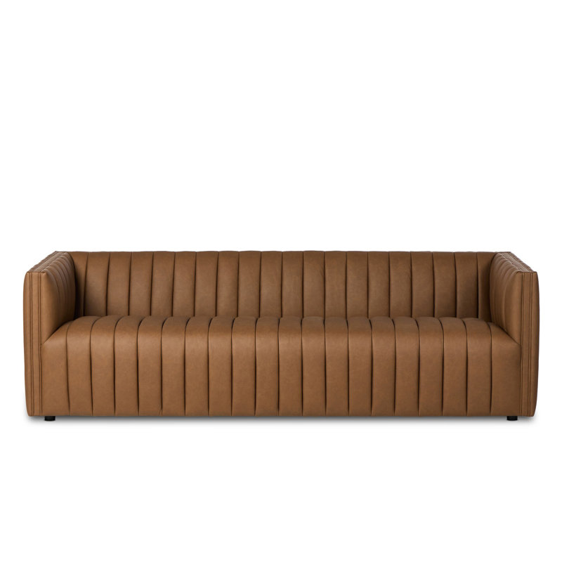 Abderdeen Upholstered 88 " Top Grain Leather Sofa