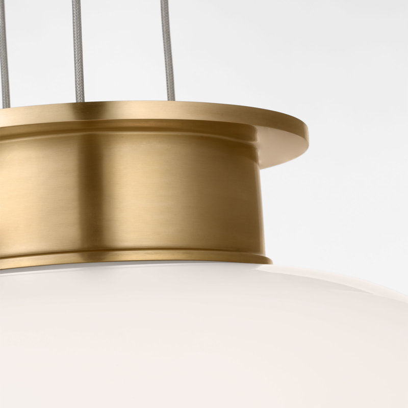 Vetro 1 - Light LED Pendant, Hand Rubbed Antique Brass