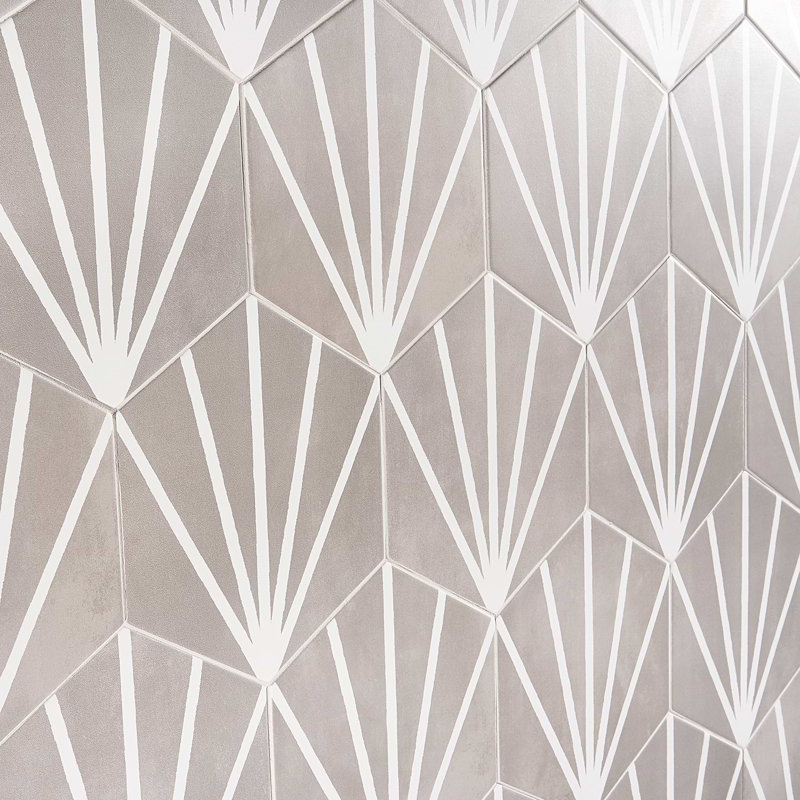 HexArt Deco 8" Hexagon Porcelain Matte Tile, Gris 8" Matte