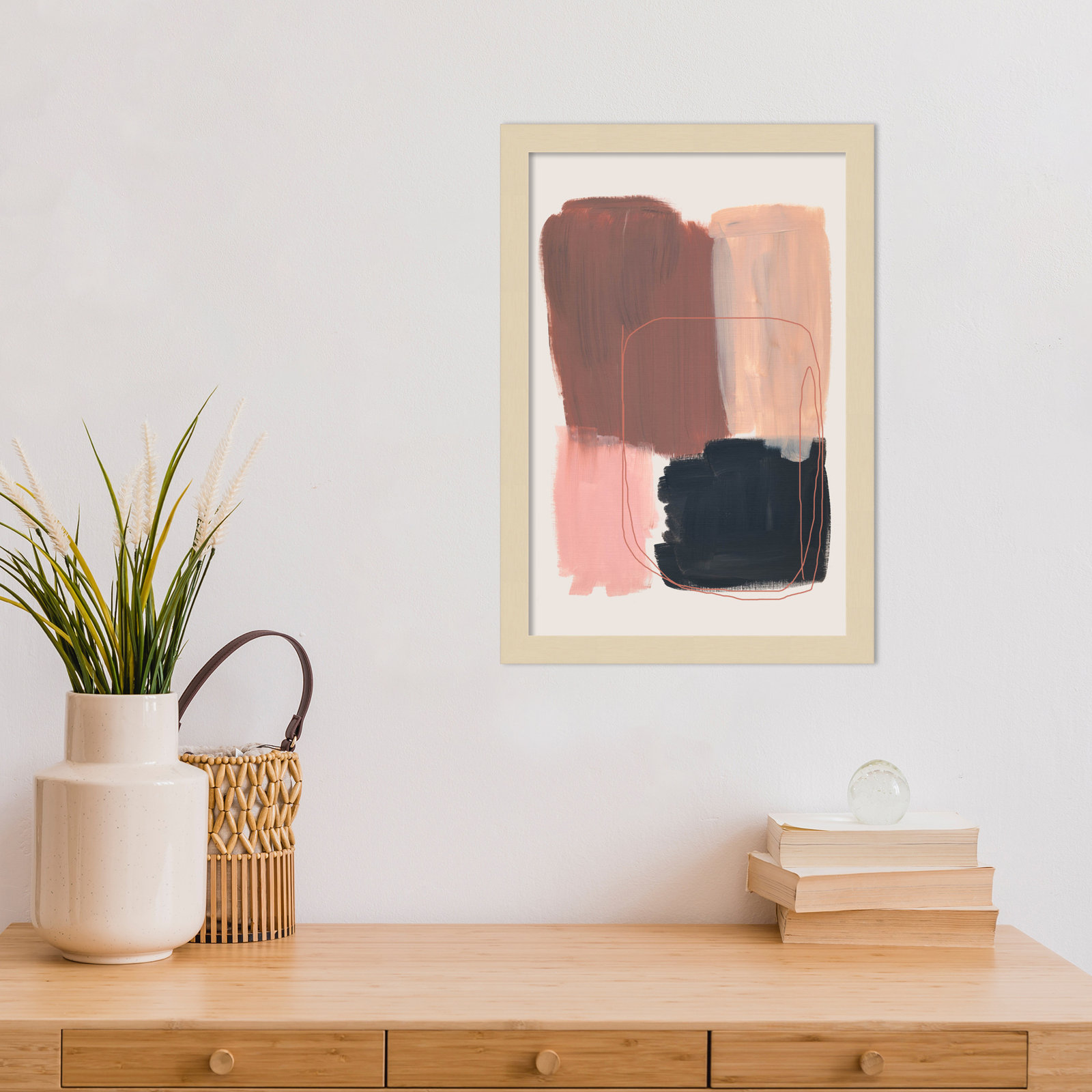 Rience "Abstract Brush Strokes 120" Print, Brown, 17" H x 12" W