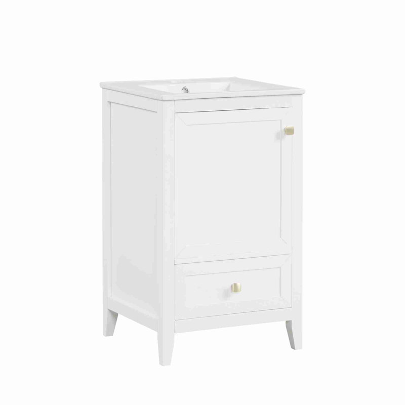 Meuble-lavabo de 20 po avec lavabo, Blanc, Trou unique
