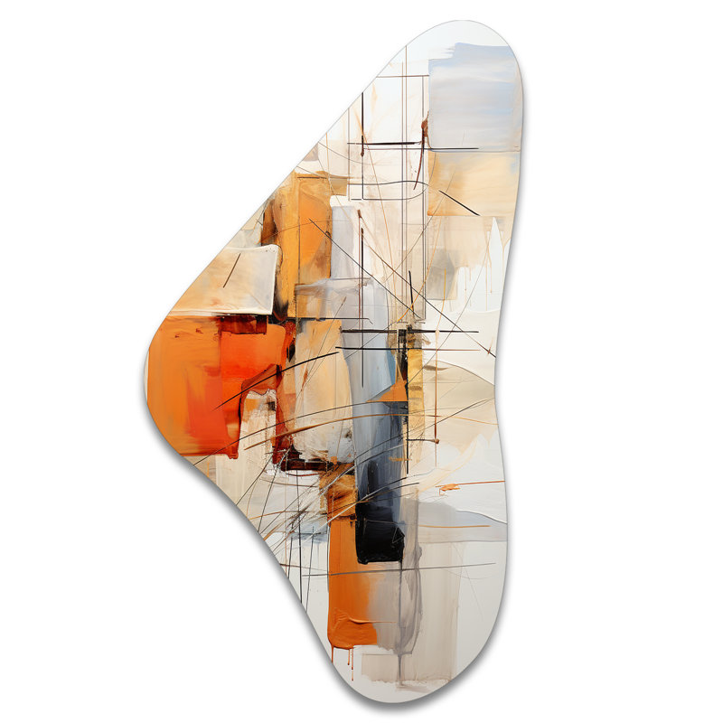 Orange gris, dessin au trait, expressionnisme abstrait, H 39 po x l 21 po