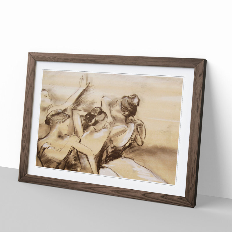 Study of Ballet Ballerina Dancers Vol.1 by Edgar Degas - Framed Print, Walnut Framed, 36cm H x 48cm W x 2cm D