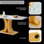 Ensemble de table de salle à manger 71 "en verre de luxe Pandora - Pieds dorés en forme de C et 6 chaises en polyuréthane avec bases arquées en métal-2096682169-2096682175
