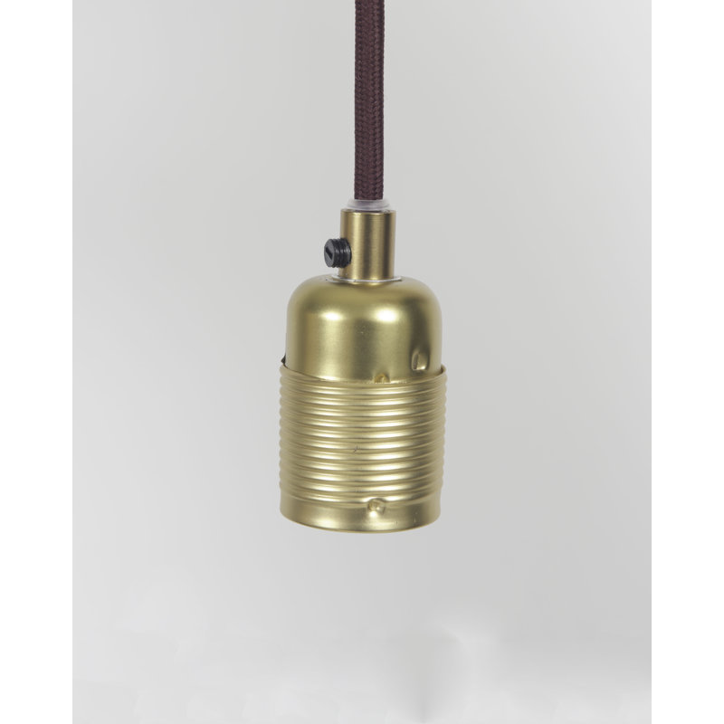 E27 Pendant Steel / White Cable, Brass/Bordeaux
