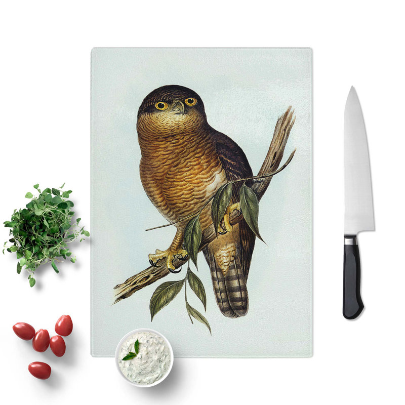 Tempered Glass Owl by Elizabeth Gould Chopping Board, 28.5 cm W x 39 cm L