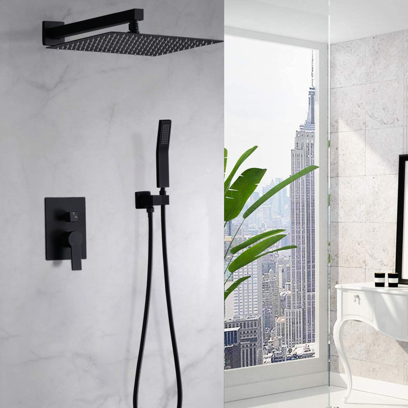 Système de douche au plafond 12 po, Noir mat