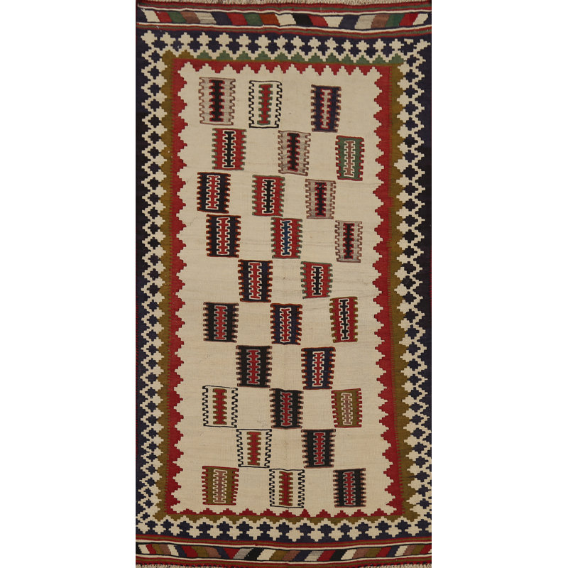 Vegetable Dye Flat Pile Kilim   Rug 4x7