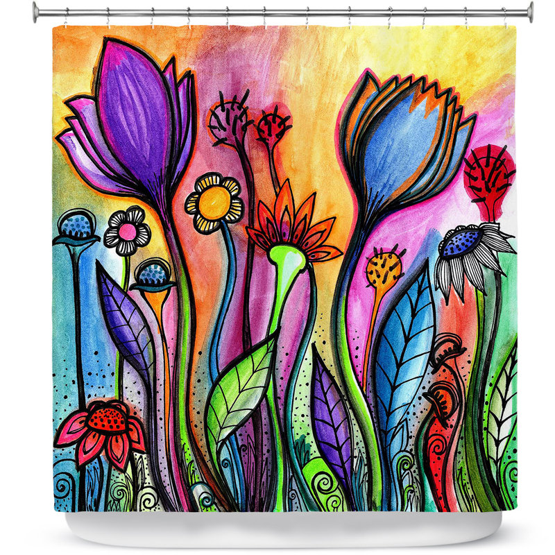 Rideau de douche simple Rainbow Flowers