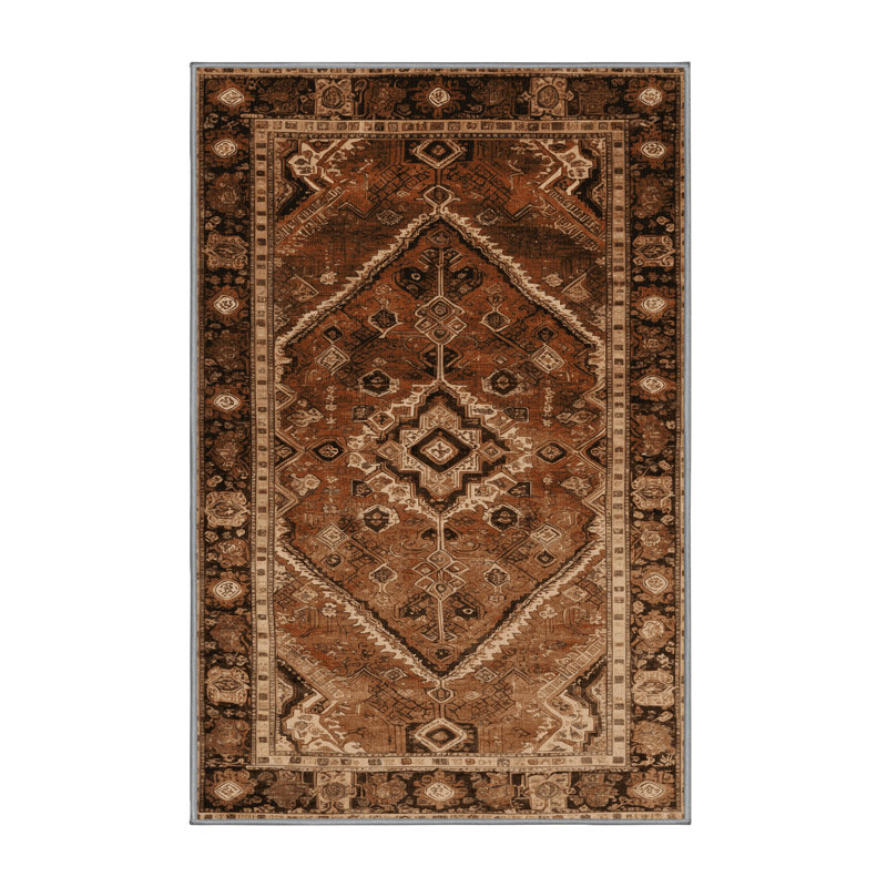 Tapis brun turc lavable à la machine, Tapis de couloir 2 pi x 5 pi