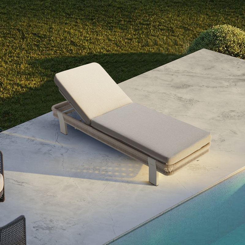 Borromeo Patio Chaise Lounger With Beige Cushion