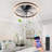  20" Crystal Ceiling Fan With LED Light And Remote, Double Ring Modern Flush Mount Hidden Blades Ceiling Fan-862564613