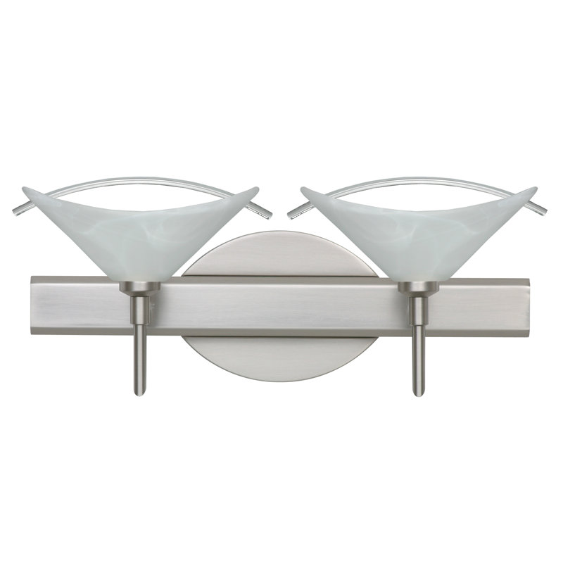 Grainger 2 - Light Dimmable Vanity Light, Satin Nickel, Marble/Clear, Incandescent