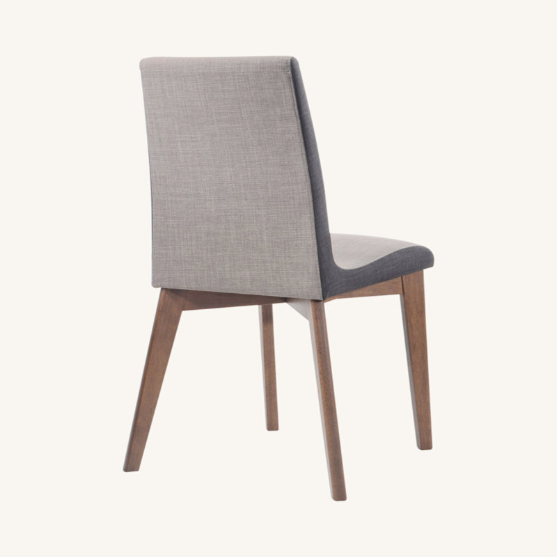 Ensemble de 2 chaises d'appoint de salle à manger rembourrées en tissu gris au fini noyer