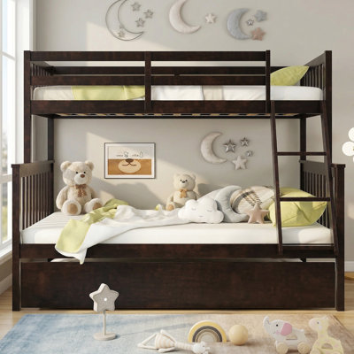Sailvan Bunk Bed Twin Over Twin with Convertible Ladder and Guardrail, Convertible Bed