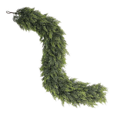 6ft Christmas Garland With Led Lights, Pine Needle Cypress, Holiday Winter Decor For Indoor & Outdoor Parties
