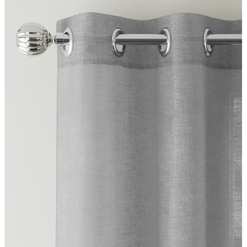Rhayna Sheer Curtain Pair, Silver, 140cm Width x 183cm Drop