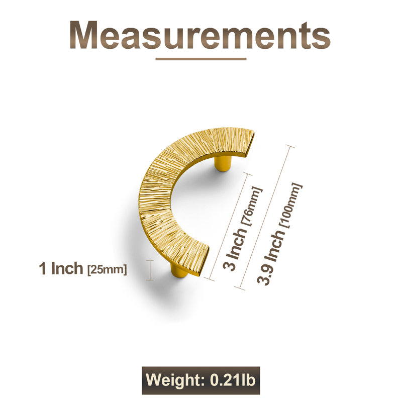 Novelty Irregular Cemicircle Finger Pull Multipack, Rich Gold