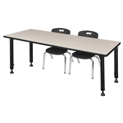 Regency Kee Adjustable Classroom Table & 2 Andy 12 in. Stack Chairs