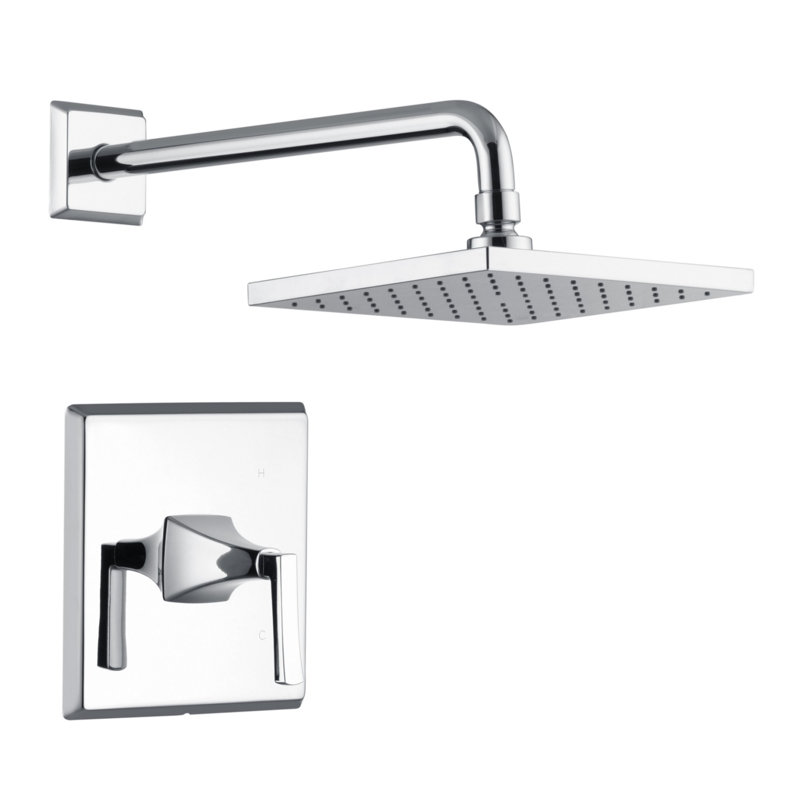 Lotto Collection Shower Trim Only: 8" Square Shower Head, Single Handle Set & Rough-in Valve Included - Chrome Polished