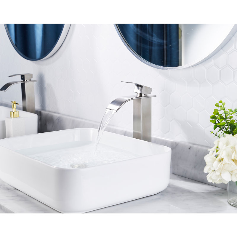 Robinet de salle de bain vasque avec bonde, Nickel brossé