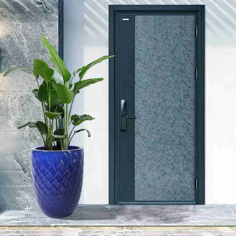 High quality ceramic flowerpot, Dark Blue