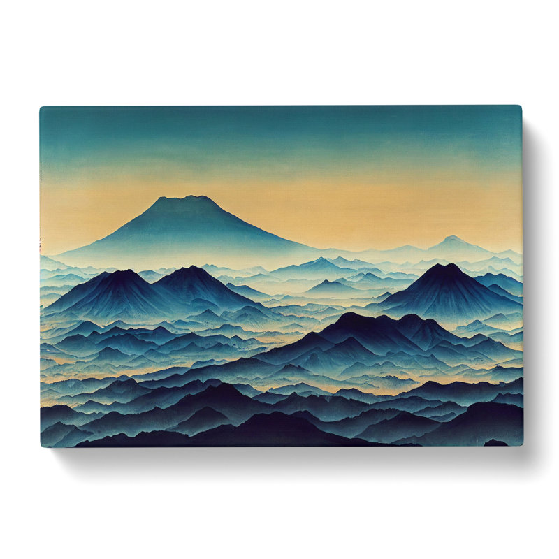 Japanese Mountain Sunrise - Wrapped Canvas Painting, 35cm H x 50cm W x 3cm D