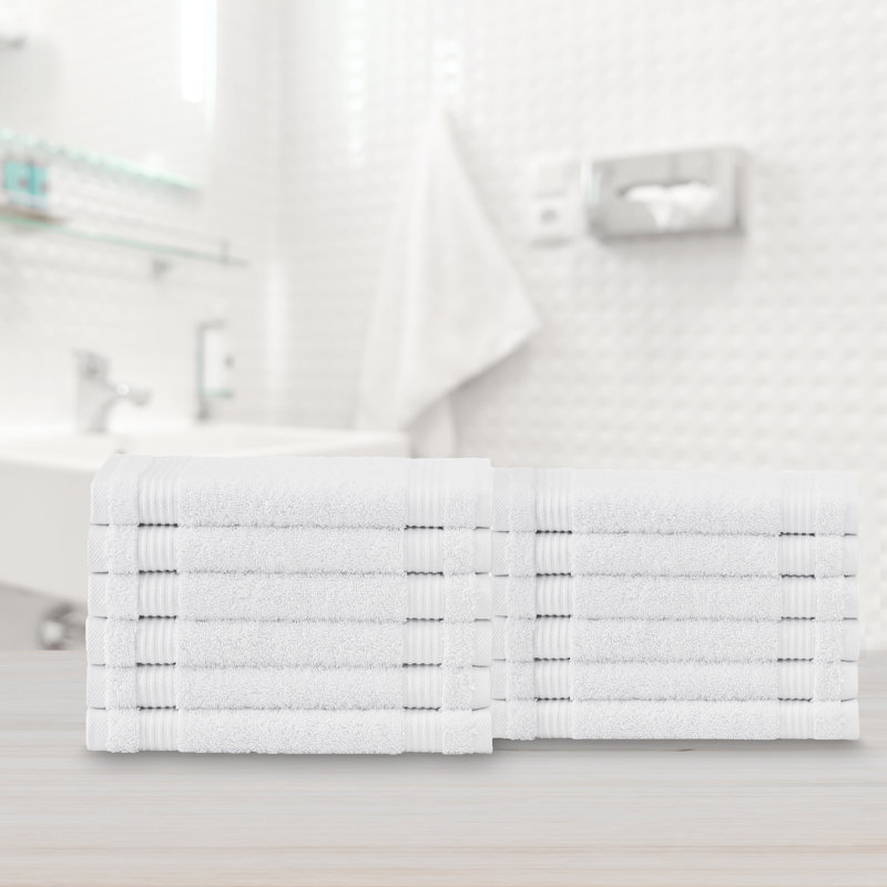 Shannan 12" W Terrycloth Washcloth Set , White