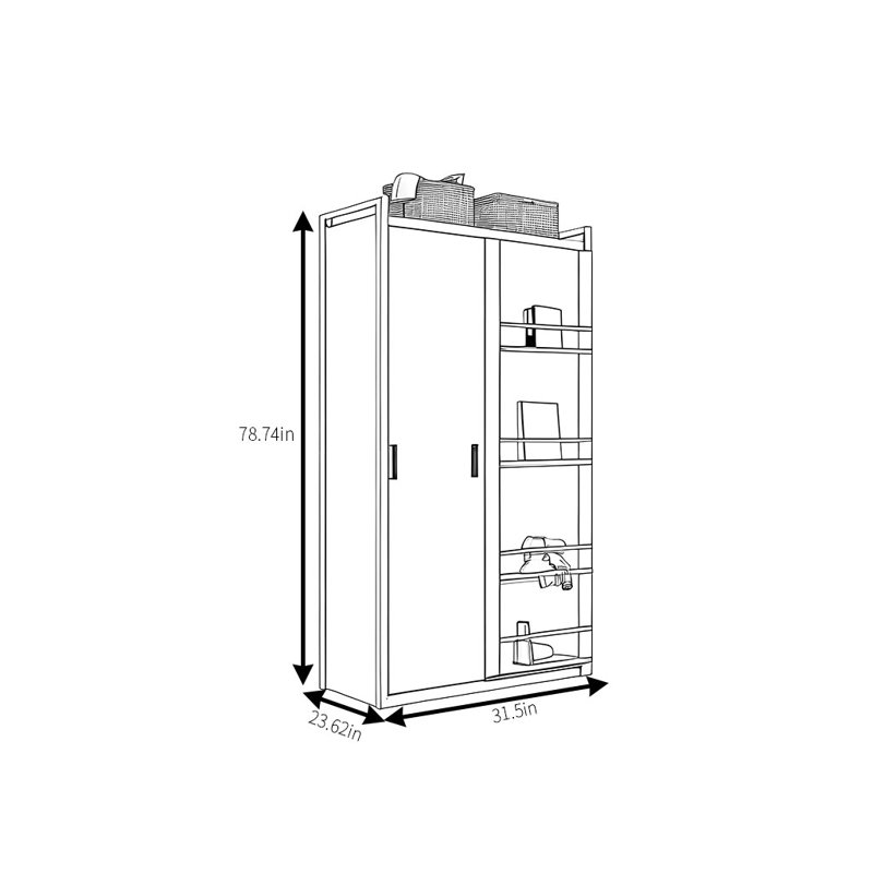 Garde-robe simple de couleur unie, Blanc, H 79 po x l 32 po x P 24 po