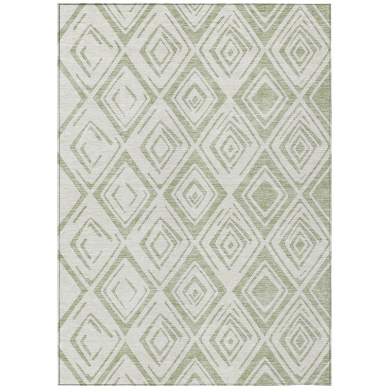 Tapis intérieur lavable à motif géométrique ivoire 5 pi x 8 pi