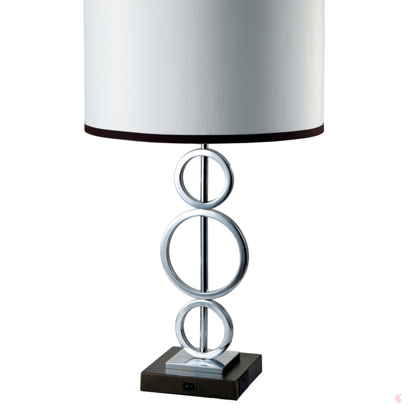 Grande lampe de table en métal 29 po avec finition argentée, 29 po