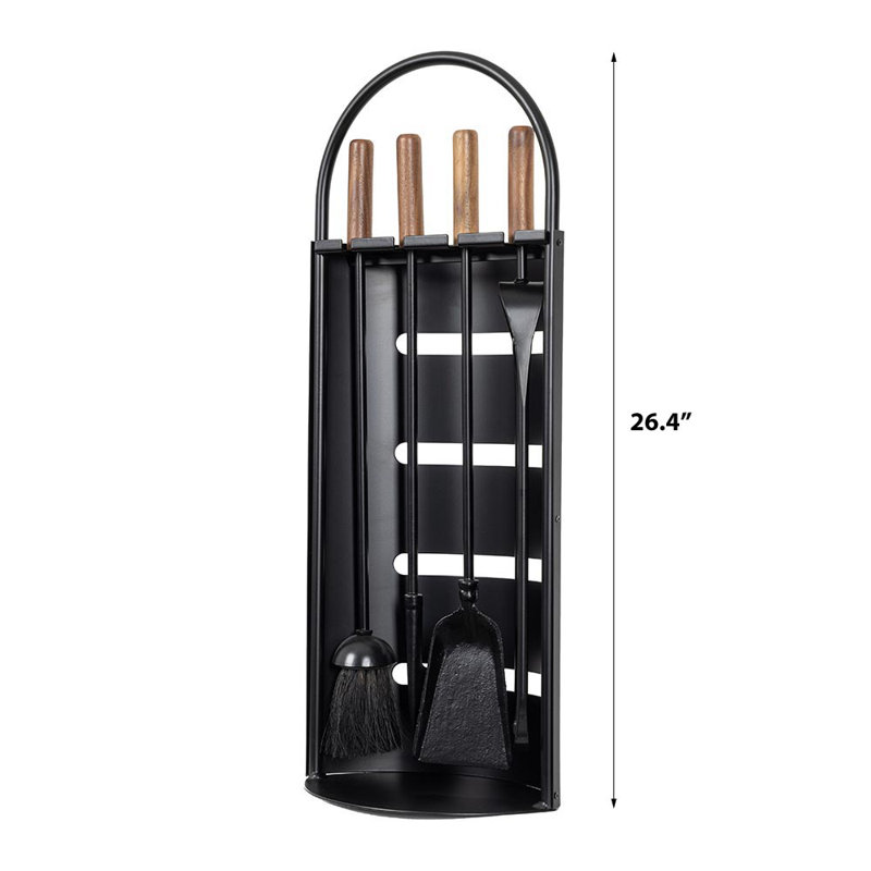Modern Ember Noah 5 Piece Fireplace Tool Set in Black