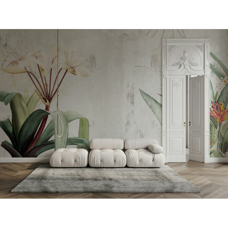 Papier peint vert botanique tropical, L 106 po x l 187 po