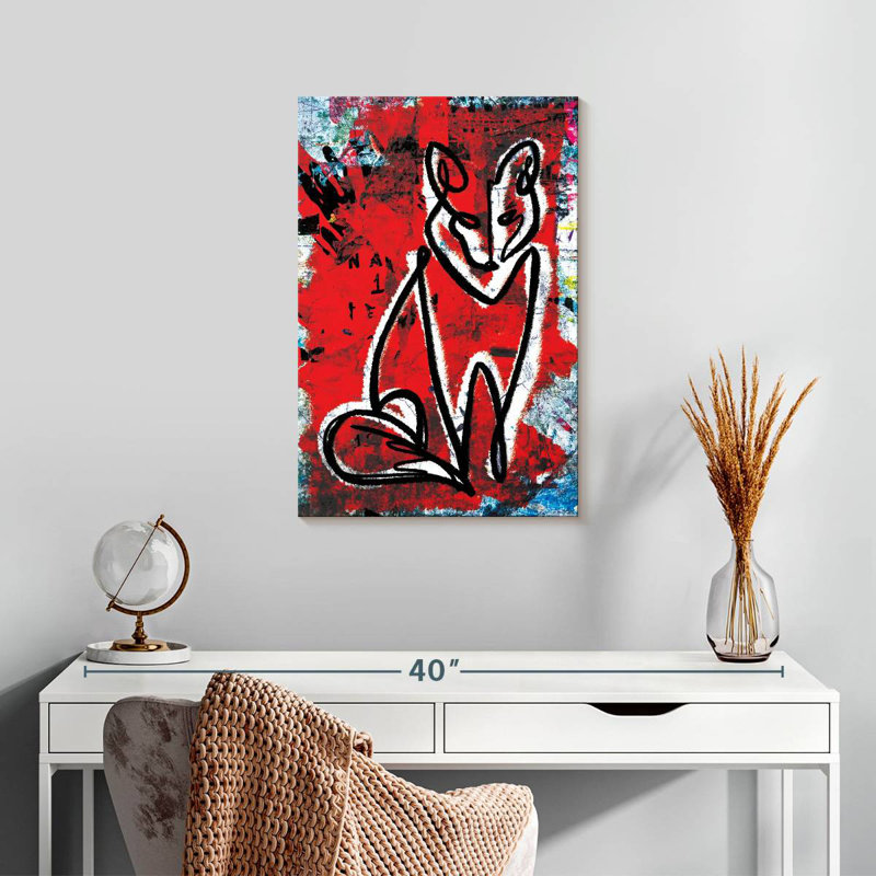 Renard Brampt abstrait, H 24 po x l 16 po