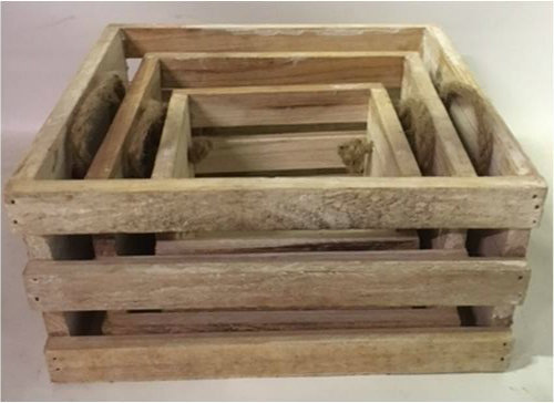 Ensemble de casiers 3 pièces en bois massif carré