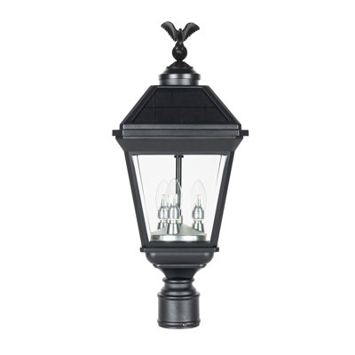 Imperial Trio Bulb Solar Post Light with Trapezoidal Solar Panels and 3" Fitter Mount 